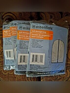 Essentials Light Gray Suit Storage Bags - 4 Pack